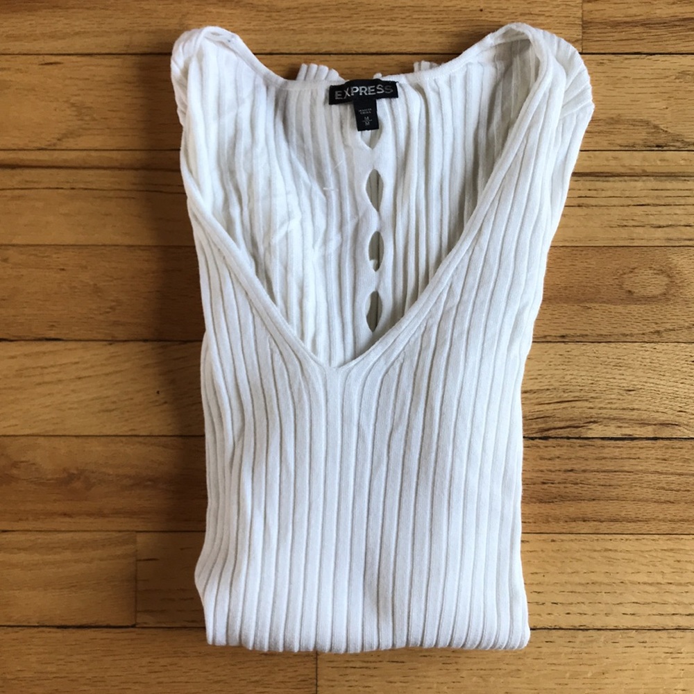 Express white ribbed top. Size medium. - Picture 4 of 4